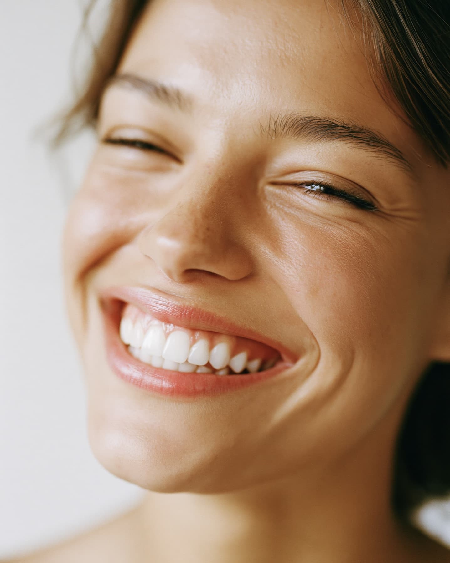 A close-up of a natural, radiant smile
